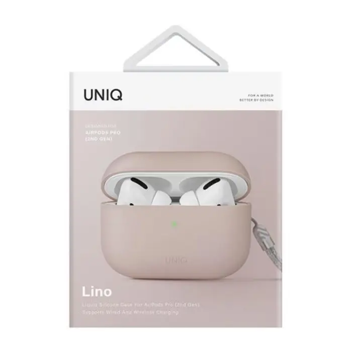 UNIQ - UNIQ AirPods Pro 2 Skal Lino Silikon - Blush Rosa