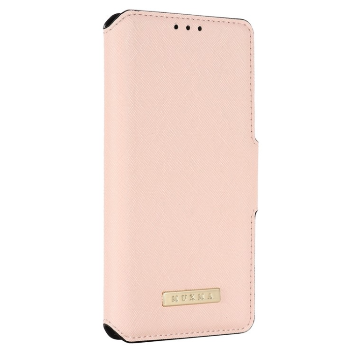 MUXMA - MUXMA iPhone 14 Plus Plånboksfodral Cross Texture - Rosa