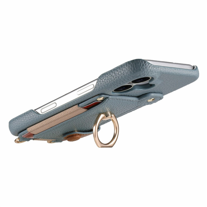 A-One Brand - iPhone 16e Mobilskal med Korthållare Ring Kickstand - Blå