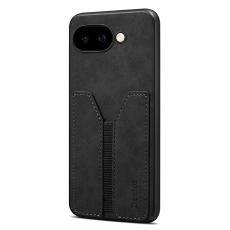 DENIOR - DENIOR Google Pixel 9a Fodral Elastisk Kortficka KonstL&auml;der Svart
