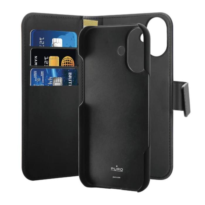 Puro - Puro iPhone 16 Plus Plånboksfodral 2-in-1 Detachable - Svart