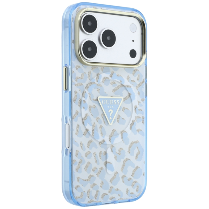Guess - Guess Mobilskal För iPhone 18 Pro/17 Pro Magsafe IML Leopard Glitter