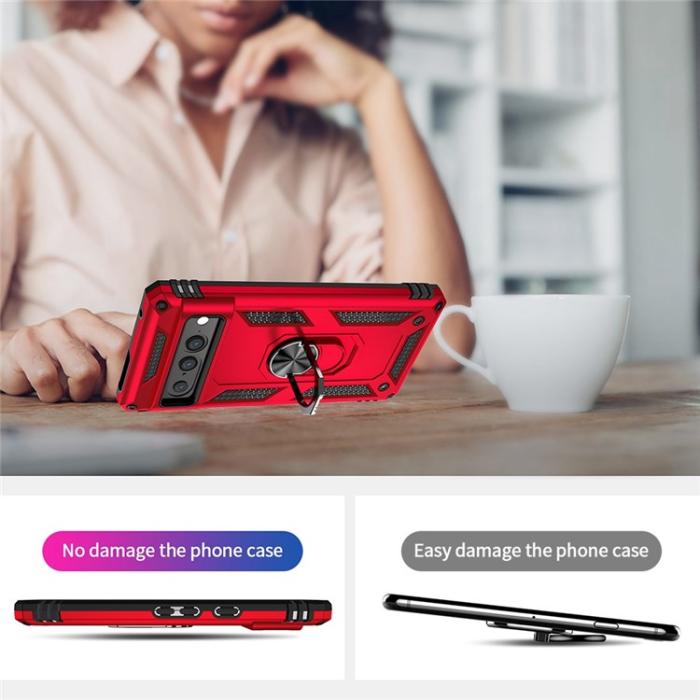 A-One Brand - Google Pixel 7 Skal Ringhållare Rotatable Kickstand - Röd