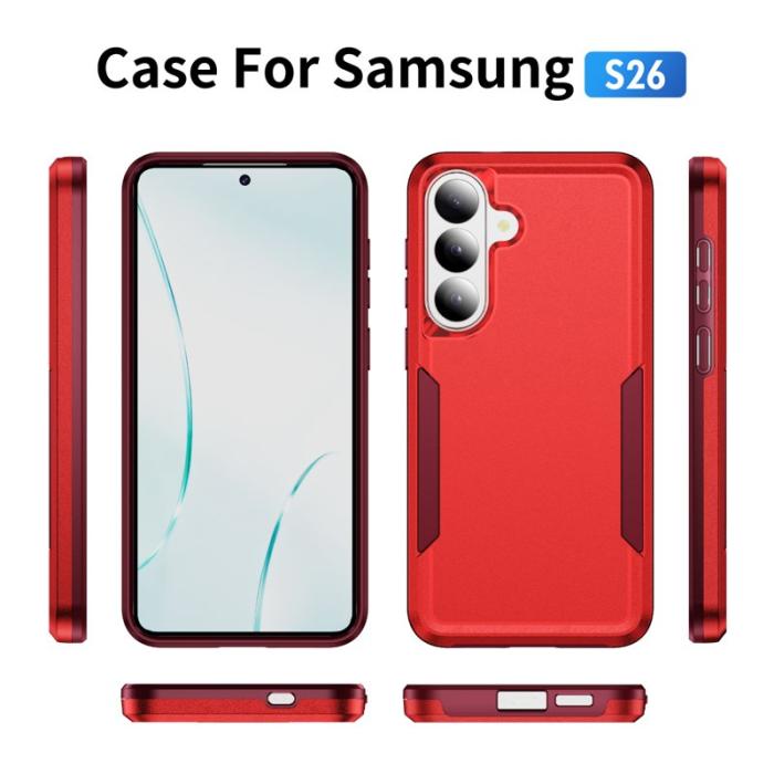 OEM - Mobilskal för Samsung Galaxy S26 PC + TPU Militärklass Skydd - Röd
