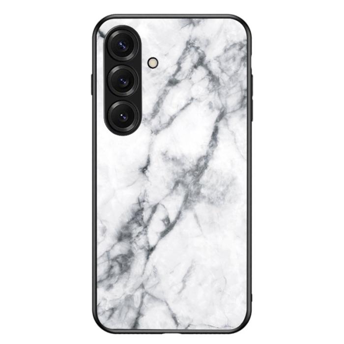 OEM - Mobilskal för Samsung Galaxy S26 Plus Tempererat glas + PC + TPU - Vit marmor