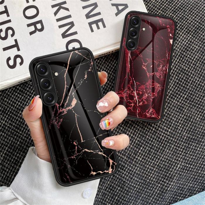 OEM - Mobilskal för Samsung Galaxy S26 Plus Tempererat glas + PC + TPU - Vit marmor