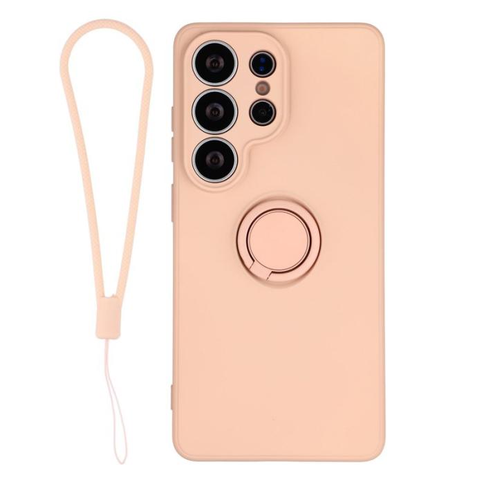OEM - Mobilskal för Samsung Galaxy S26 Ultra Silikon med Ring Kickstand - Rosa