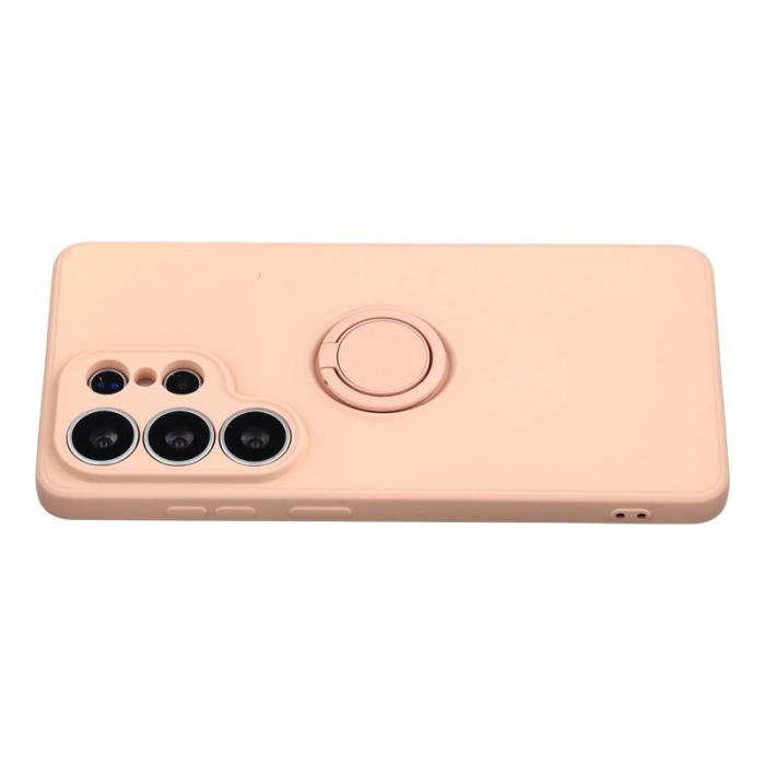 OEM - Mobilskal för Samsung Galaxy S26 Ultra Silikon med Ring Kickstand - Rosa