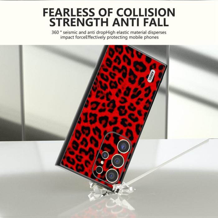 ABEEL - ABEEL Mobilskal till Samsung Galaxy S24 Ultra Läder Coated Röd Leopard
