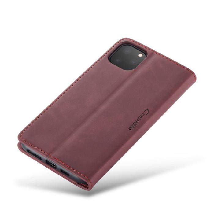 Caseme - CASEME 013 Flip Leather Plånboksfodral för iPhone 11 Pro Max - Vinröd