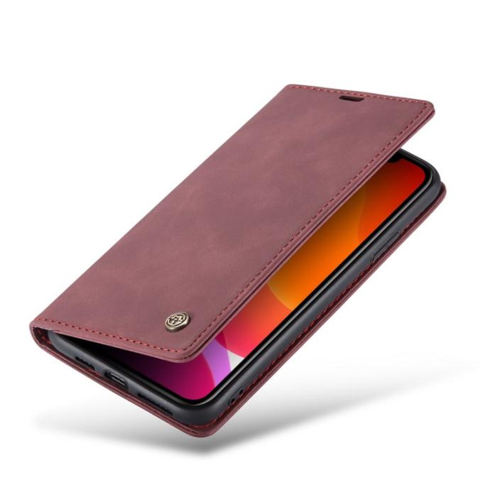 Caseme - CASEME 013 Flip Leather Plånboksfodral för iPhone 11 Pro Max - Vinröd