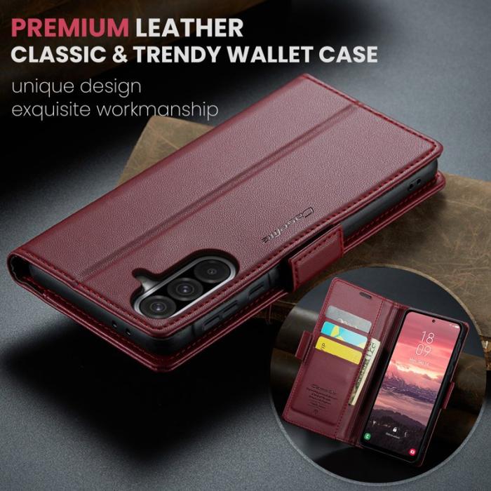Caseme - CASEME Plånboksfodral Konstläder för Samsung Galaxy A56 5G - Röd