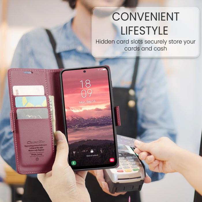 Caseme - CASEME Plånboksfodral Konstläder för Samsung Galaxy A56 5G - Röd