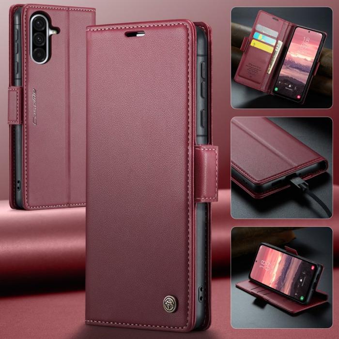 Caseme - CASEME Plånboksfodral Konstläder för Samsung Galaxy A56 5G - Röd