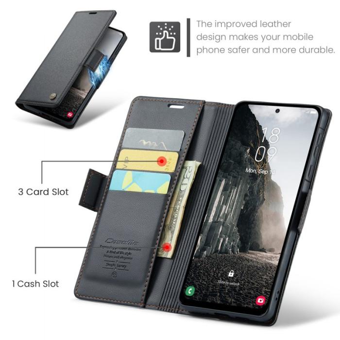 Caseme - CASEME Plånboksfodral Konstläder för Samsung Galaxy A56 5G - Svart