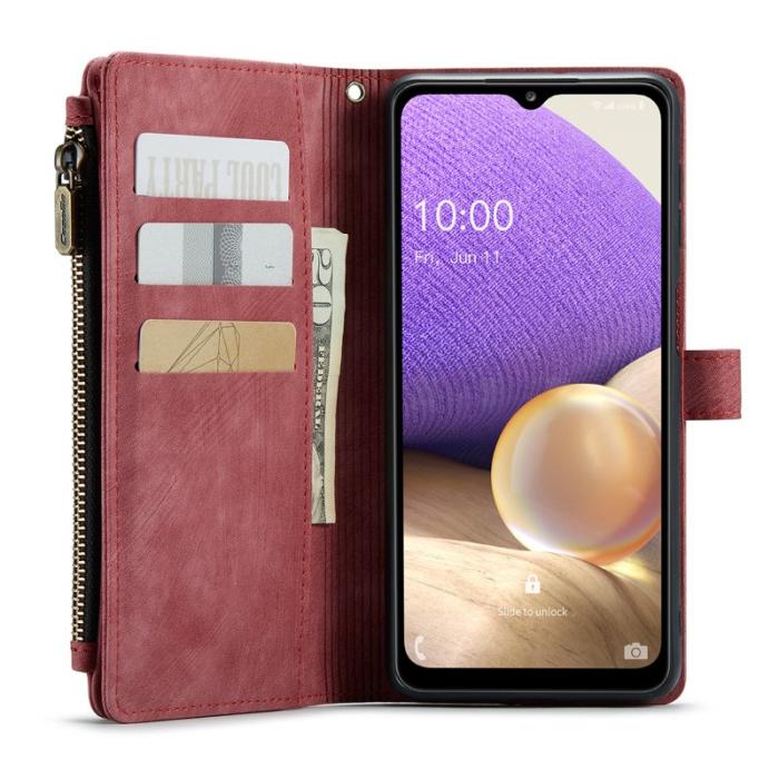 Caseme - CASEME Konstläder Plånboksfodral för Samsung Galaxy A23/M23/F23 5G Röd
