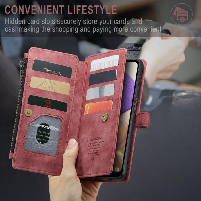 Caseme - CASEME Konstläder Plånboksfodral för Samsung Galaxy A23/M23/F23 5G Röd