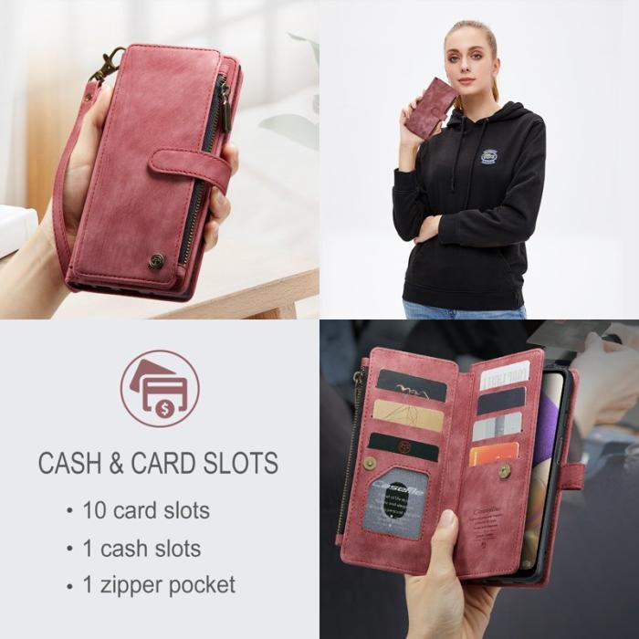 Caseme - CASEME Konstläder Plånboksfodral för Samsung Galaxy A23/M23/F23 5G Röd