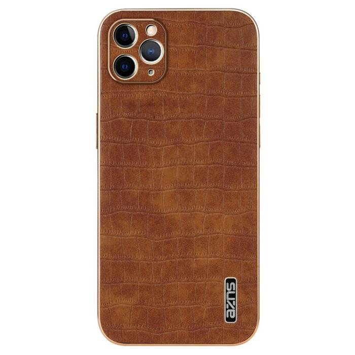 AZNS - AZNS iPhone 11 Pro Max Fodral Crocodile Textur PU+TPU - Brun