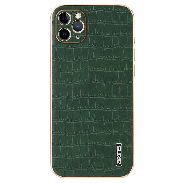 AZNS - AZNS iPhone 11 Pro Max Fodral Crocodile Textur PU+TPU - Grön