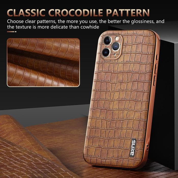 AZNS - AZNS iPhone 11 Pro Max Fodral Crocodile Textur PU+TPU - Grön