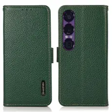 KHAZNEH - KHAZNEH Sony Xperia 1 VII Pl&aring;nboksfodral RFID &Auml;kta l&auml;der - Gr&ouml;n