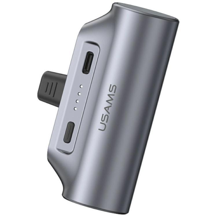 USAMS Mini Tail Plug Bärbar Powerbank 3000mAh USB-C PB79 (Grå)