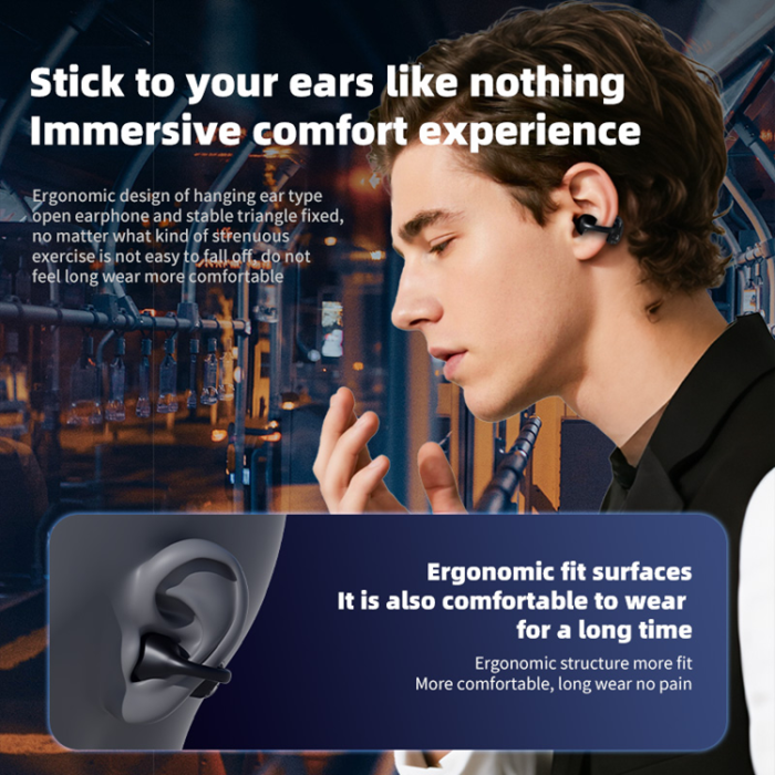 A-One Brand - Trådlösa Bluetooth-Hörlurar Open Ear Clip-on Stereo Sound LX-21 Pro