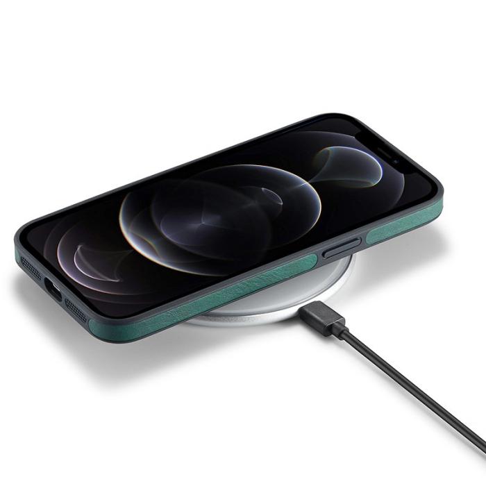 DG.MING - DG.MING Mobilskal till iPhone 12 Pro Max Logo View Grön PU Läder+PC+TPU