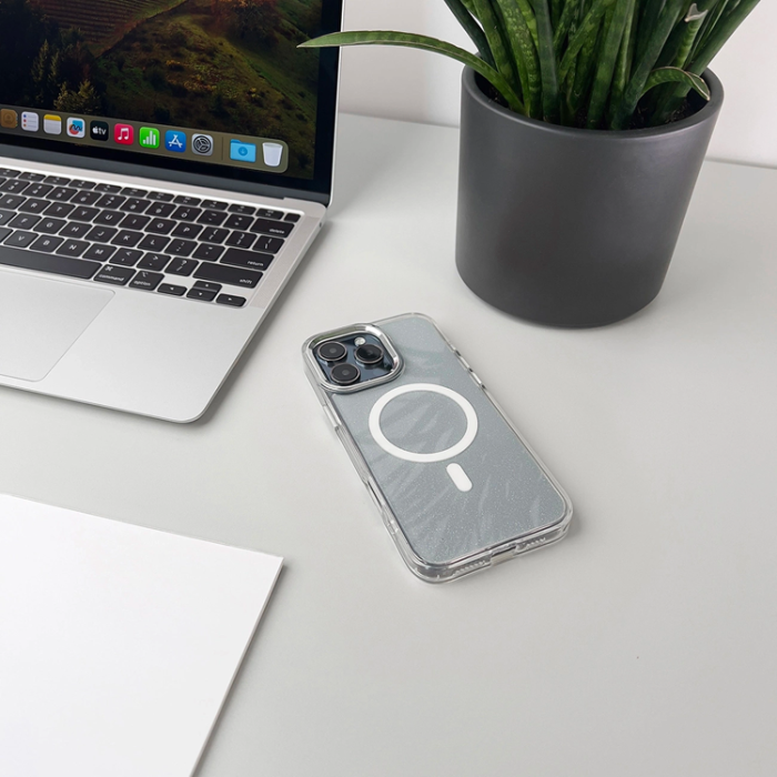 A-One Brand - iPhone 16e Mobilskal MagSafe Glitter - Vit