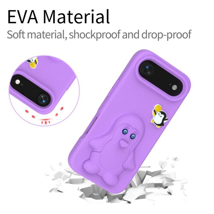 OEM - Penguin iPhone Air Fodral Kickstand Stöttålig EVA - Lila