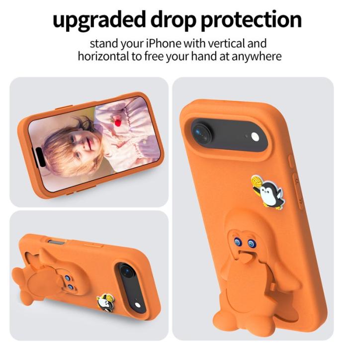 OEM - Penguin iPhone Air Fodral Kickstand Stöttålig EVA - Orange