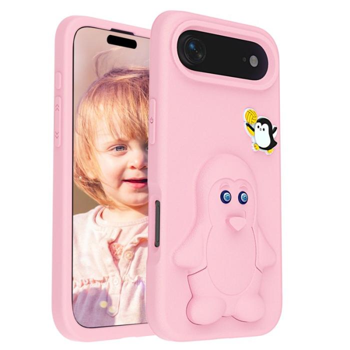 OEM - Penguin iPhone Air Fodral Kickstand Stöttålig EVA - Rosa