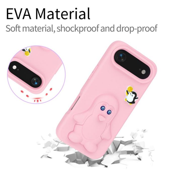 OEM - Penguin iPhone Air Fodral Kickstand Stöttålig EVA - Rosa