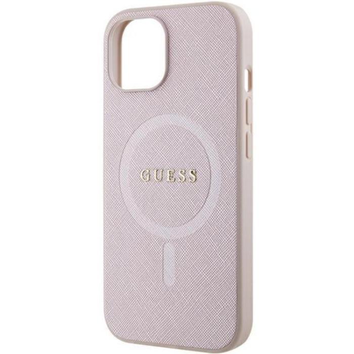 Guess - Guess iPhone 15 Plus Mobilskal Magsafe Saffiano - Rosa