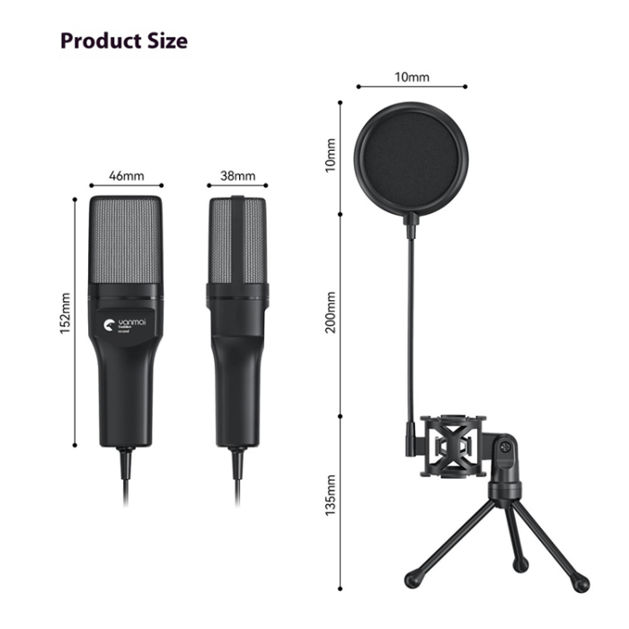 A-One Brand - YANMAI Datorspelmikrofon USB-kondensatormikrofon med RGB-ljus SF-777R