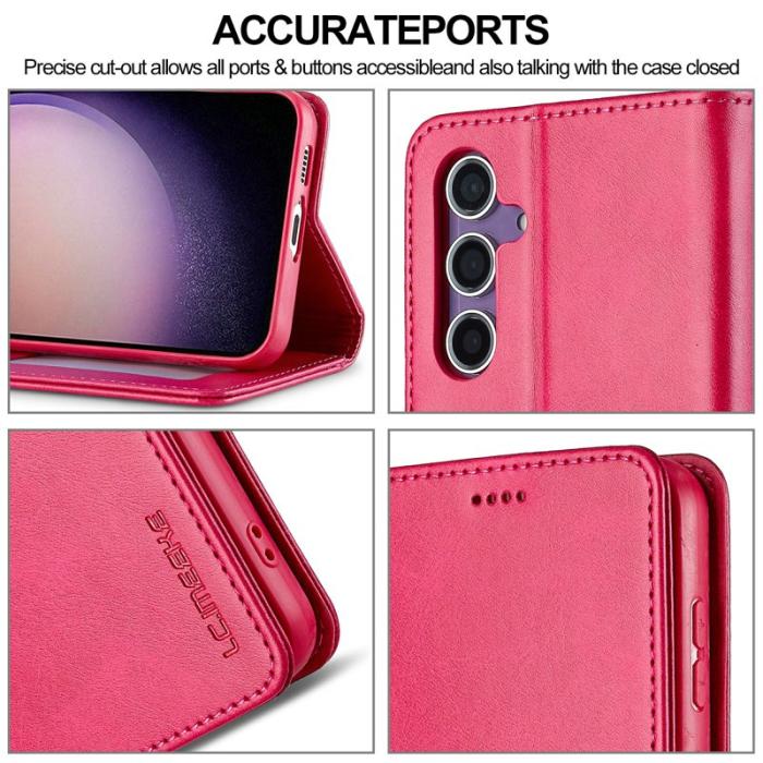 LC.imeeke - LC.IMEEKE Samsung Galaxy S25 Plånboksfodral Konstläder - Rosa