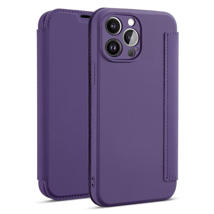 OEM - iPhone 14 Pro Max Plånboksfodral Liquid Silicone - Mörklila