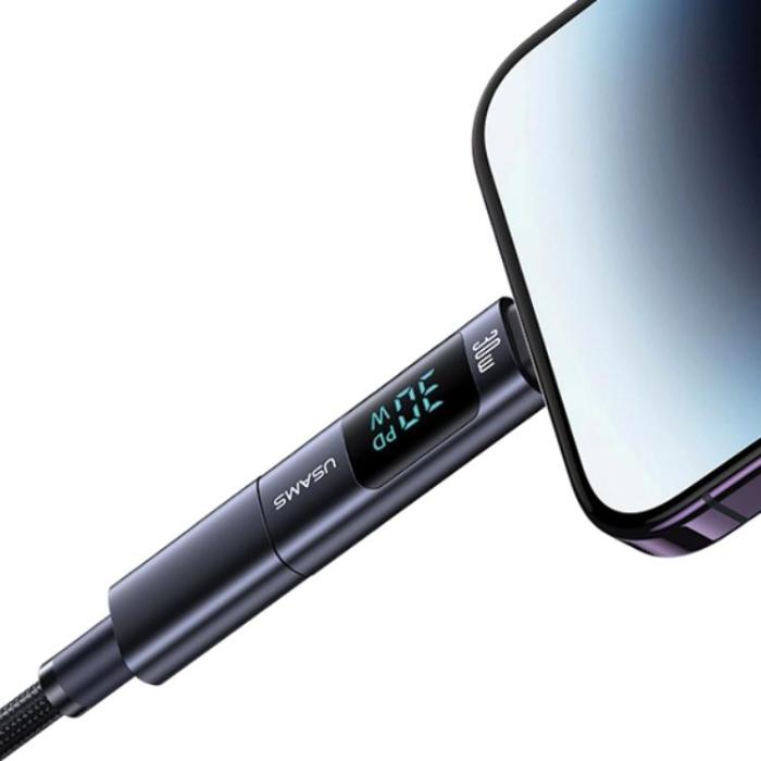 USAMS - USAMS USB-C till Lightning Adapter 30W med Display - Stål
