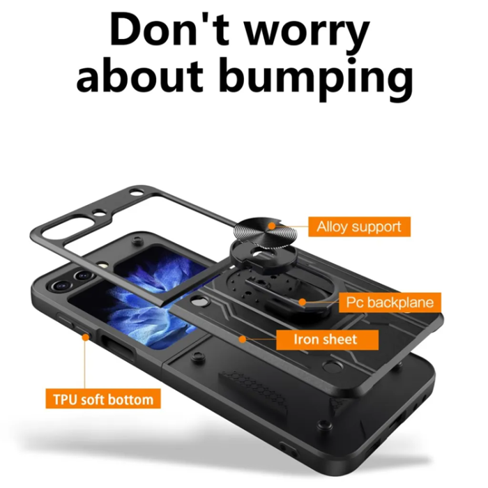 Taltech - Galaxy Z Flip 6 5G Mobilskal Stativ - Grå