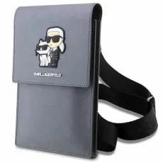 KARL LAGERFELD - Karl Lagerfeld Halsbandsfodral Saffiano Karl & Choupette - Silver