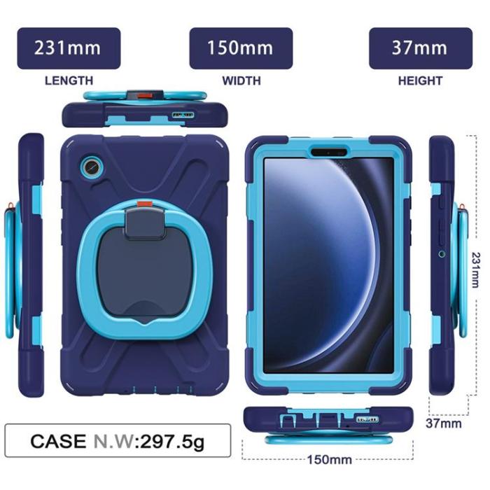 A-One Brand - Galaxy Tab A9 Skal Kickstand Handle Grip - Svart / Blå