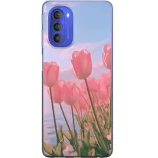 Gustaf - Mobilskal till Motorola Moto G51 5G med Rosa Tulpaner