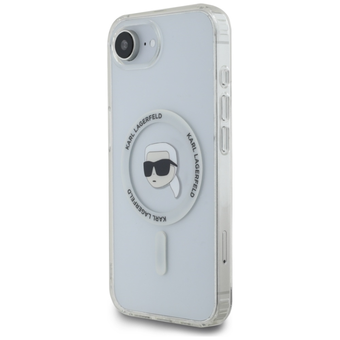 KARL LAGERFELD - Karl Lagerfeld iPhone 16e Mobilskal Magsafe Metal Karl Head - Vit