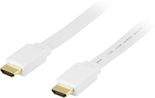 DELTACO platt HDMI kabel 5m - Vit