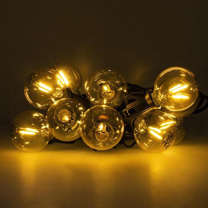 Forever Light - Forever Light SUNARI LED Solar Ljusgirlang 5.5m +10 Glödlampor G40 IP44 - Guld