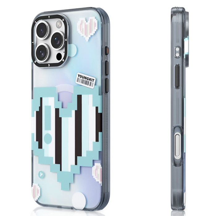 A-One Brand - Youngkit iPhone 16 Pro Max Mobilskal Magsafe Pixel Heart - Grön