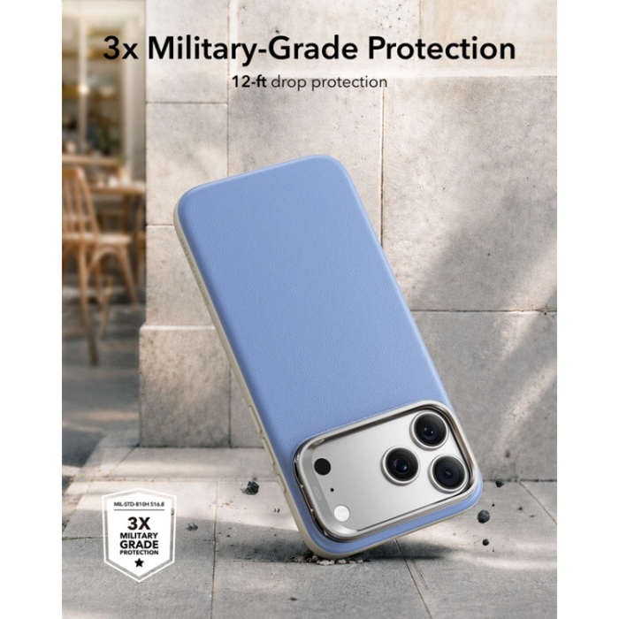 ESR - ESR Mobilskal För iPhone 18 Pro/17 Pro Magsafe Läder Kickstand - Ljusblå