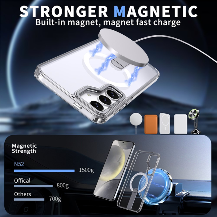 A-One Brand - Galaxy S25/S24 Mobilskal MagSafe Kickstativ Acrylic - Clear