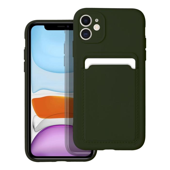 Forcell - iPhone 11 Skal Forcell Korthållare Mjukplast - Grön